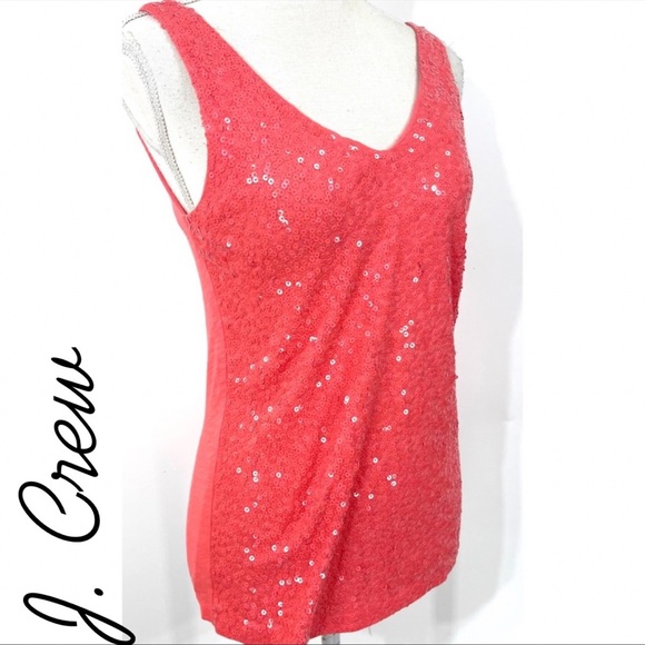 J.Crew Sleeveless coral sequin tank top - Picture 2 of 14